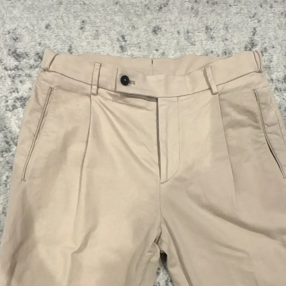 Berwich Italy Beige Stretch Pleated Chino Pants Men’s EU 48 US 32 Made in Italy